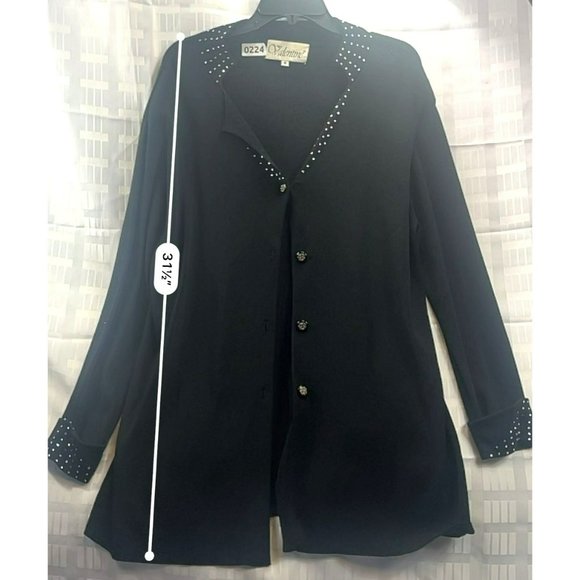 valentine, women sweater, size16, color black, botton down - Picture 4 of 10